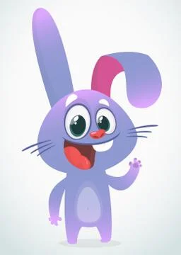 Cute Easter rabbit cartoon. Vector illustration of funny bunny Stock Illustration