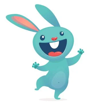 Cute Easter rabbit cartoon. Vector illustration of funny bunny Stockillustratie