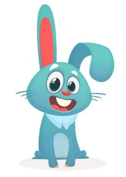 Cute Easter rabbit cartoon. Vector illustration of funny bunny 스톡 일러스트