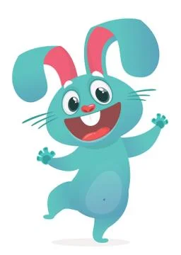 Cute Easter rabbit cartoon. Vector illustration of funny bunny Stockillustratie