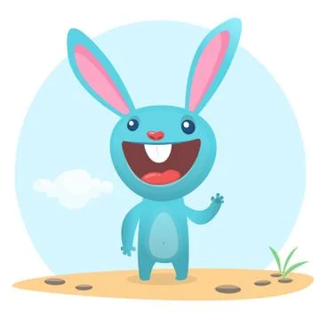 Cute Easter rabbit cartoon. Vector illustration of funny bunny Stockillustratie