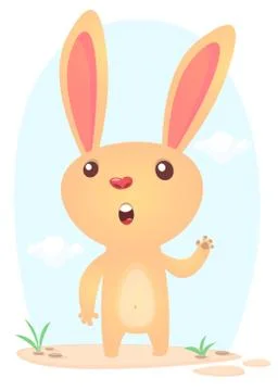 Cute Easter rabbit cartoon. Vector illustration of funny bunny Stockillustratie