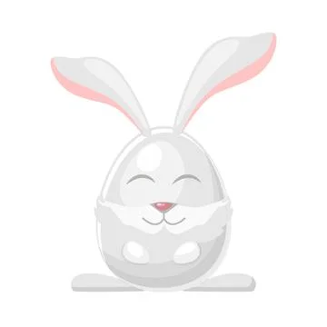 Cute easter rabbit egg shape, holiday card. Stock Illustration