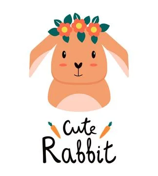 Cute easter rabbit with flowers. Vector illustration Illustrazione stock