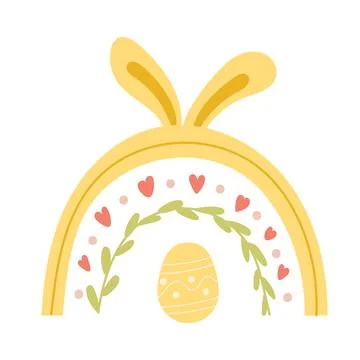Cute easter rainbow with bunny ears in scandinavian style for decoration, f.. Stock Illustration