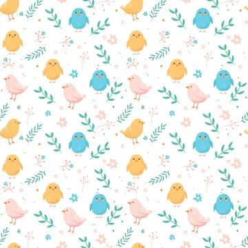 Cute Easter Seamless Pattern Background. Vector Illustration 스톡 일러스트