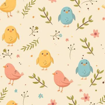 Cute Easter Seamless Pattern Background. Vector Illustration Stock Illustration