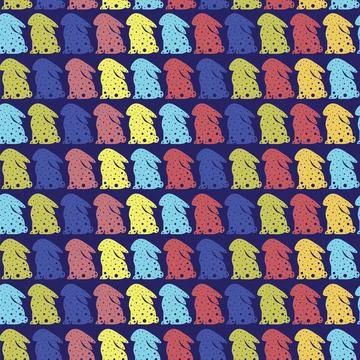 Cute Easter seamless pattern with colorful bunnies. Childish rabbit pattern t Stock Illustration
