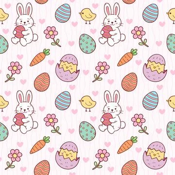 Cute Easter seamless pattern with happy bunnies Stock-Illustration