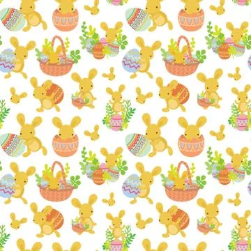 Cute Easter seamless pattern of rabbit with eggs イラスト素材