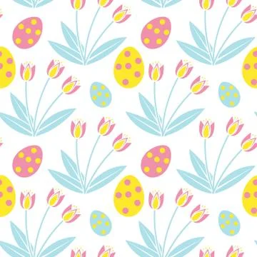 Cute easter seamless pattern. Spring repeating textures. Children's, baby, kids イラスト素材