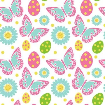Cute easter seamless pattern. Spring repeating textures. Children's, baby, kids イラスト素材