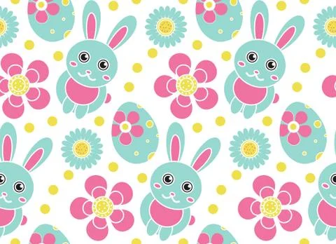 Cute easter seamless pattern. Spring repeating textures. Children's, baby, kids Stock Illustration