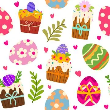 Cute Easter seamless pattern with yellow chick イラスト素材