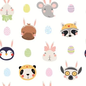 Cute Easter, spring seamless pattern Stock Illustration