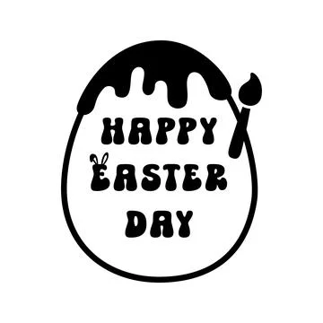 Cute Easter Sticker Featuring Dripping Egg Outline Stock Illustration