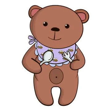 Cute eating brown bear. イラスト素材