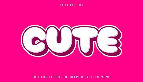 Cute editable text effect with 3d style Illustration