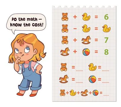 Cute educational math game for children Stock Illustration