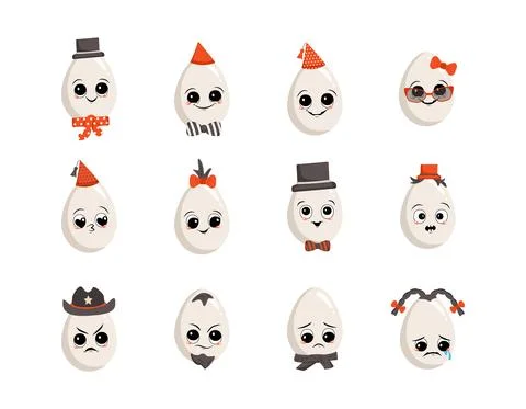 Cute egg character with emotions Stock Illustration