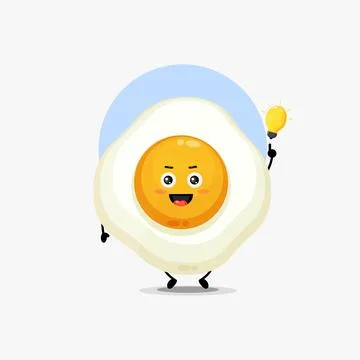 Cute egg character with light bulb idea Stock Illustration