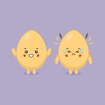 Cute Egg Characters With Smiling and Sad Stock Illustration