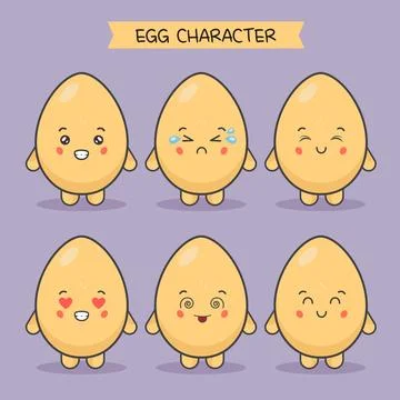 Cute Egg Characters With Various Expression Stock Illustration
