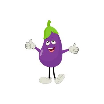 Cute eggplant character vector illustration Stock Illustration
