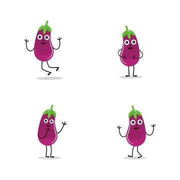 Cute eggplant character vector illustration Stock Illustration