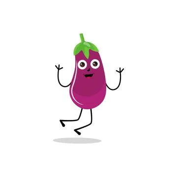 Cute eggplant character vector illustration Stock Illustration
