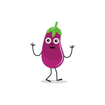 Cute eggplant character vector illustration Stock Illustration