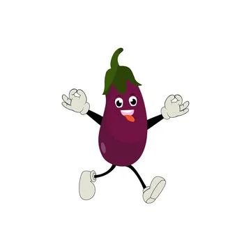 Cute eggplant character vector illustration Stock Illustration