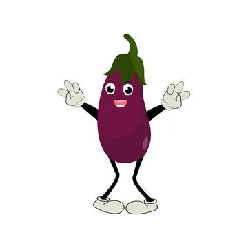 Cute eggplant character vector illustration Stock Illustration