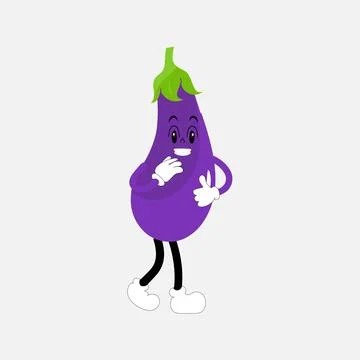 Cute eggplant character vector illustration Stock Illustration