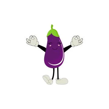 Cute eggplant character vector illustration Stock Illustration