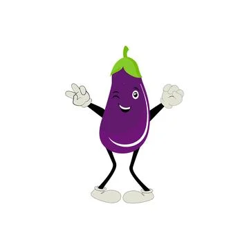 Cute eggplant character vector illustration Stock Illustration