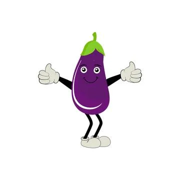 Cute eggplant character vector illustration Stock Illustration