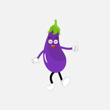 Cute eggplant character vector illustration Stock Illustration
