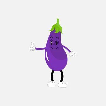 Cute eggplant character vector illustration Stock Illustration
