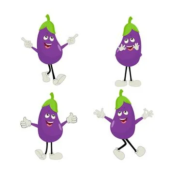 Cute eggplant character vector illustration Stock Illustration