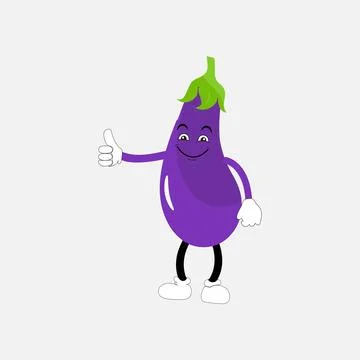 Cute eggplant character vector illustration Stock Illustration