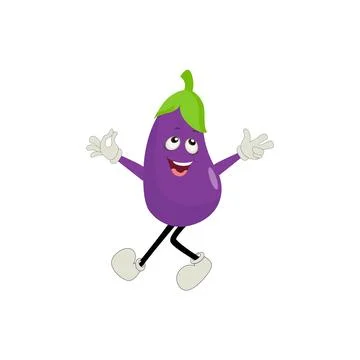 Cute eggplant character vector illustration Stock Illustration