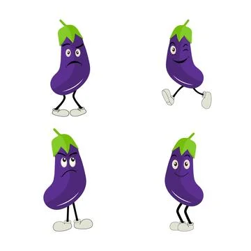 Cute eggplant character vector illustration Stock Illustration