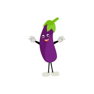 Cute eggplant character vector illustration Stock Illustration