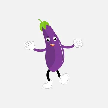 Cute eggplant character vector illustration Stock Illustration