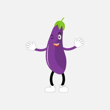 Cute eggplant character vector illustration Stock Illustration