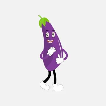 Cute eggplant character vector illustration Stock Illustration