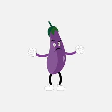Cute eggplant character vector illustration Stock Illustration