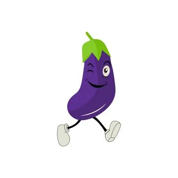 Cute eggplant character vector illustration Stock Illustration