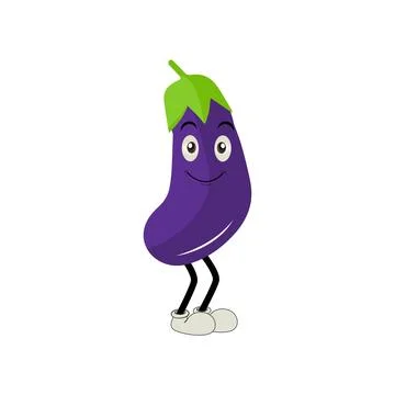 Cute eggplant character vector illustration Stock Illustration